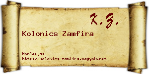 Kolonics Zamfira névjegykártya